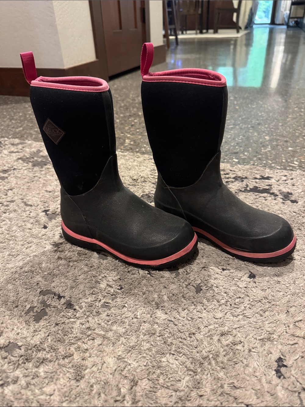 MUCK Kids Black Rain & Snow Boots with Pink Trim